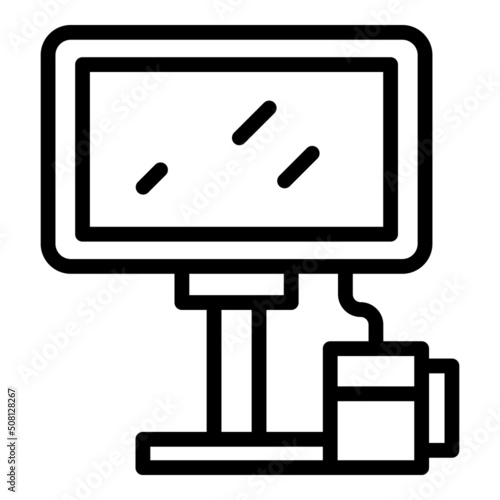 Touchscreen cash register icon outline vector. Machine pos. Checkout screen