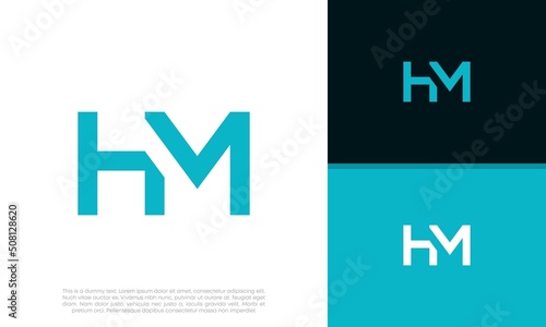 Initial HM logo design. Innovative high tech logo template.