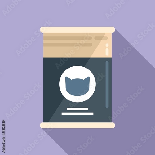 Cat food tin icon flat vector. Pet bowl