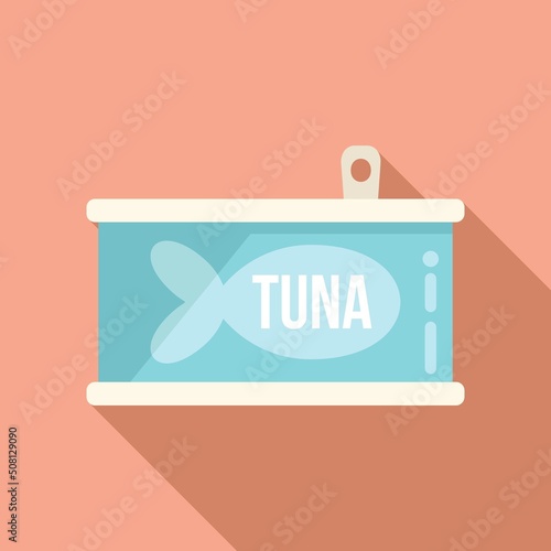 Tuna cat food icon flat vector. Tin can feed