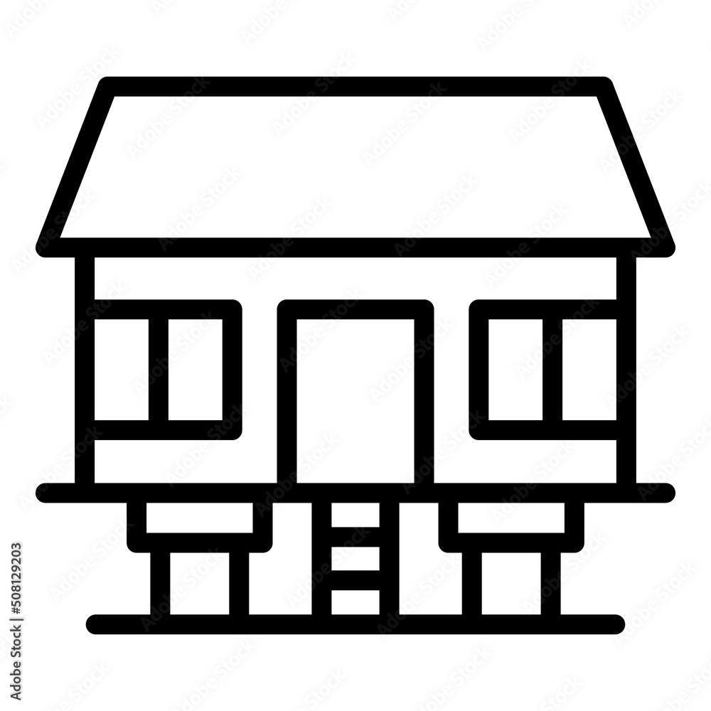 Beach house icon outline vector. Snow island. Seaside cabin Beach house icon outline vector. Snow island. Seaside cabin