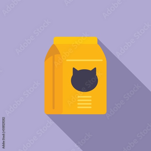 Cat food pack icon flat vector. Cute snack