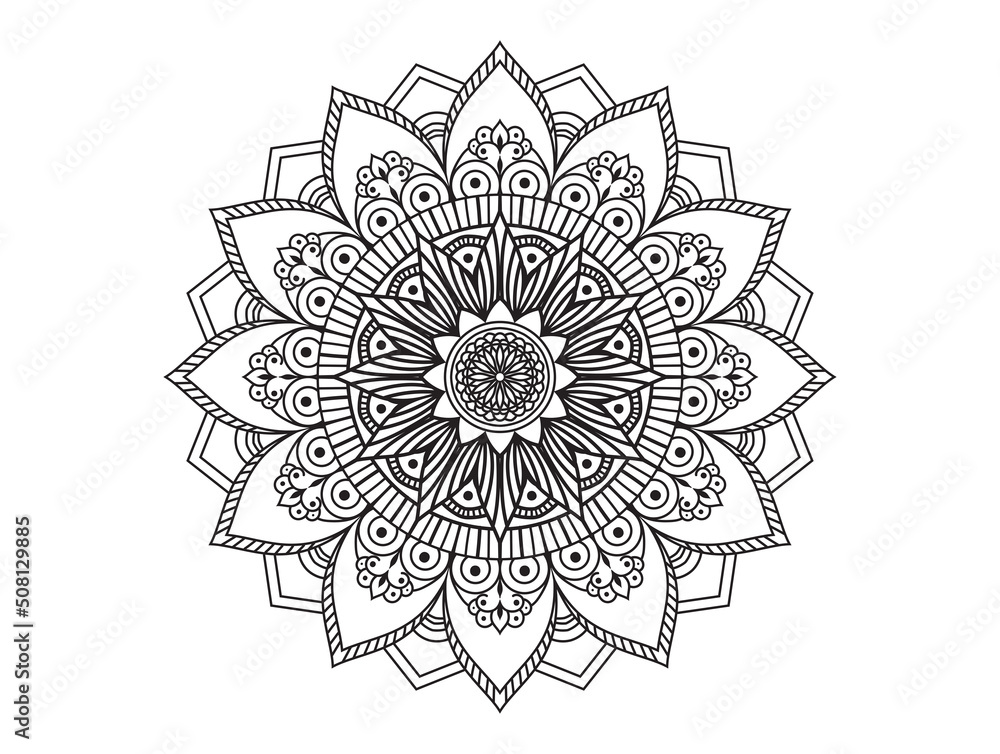 Circle pattern in the form of mandala for Henna, Mehndi, tattoos, decorative ornaments in ethnic oriental style, coloring book pages.