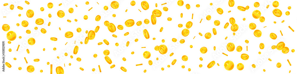 Chinese yuan coins falling. Beauteous scattered CNY coins. China money. Bizarre jackpot, wealth or success concept. Vector illustration. Chinese yuan coins falling. Beauteous scattered CNY coins. China money. Bizarre jackpot, wealth or success concept. Vector illustration.