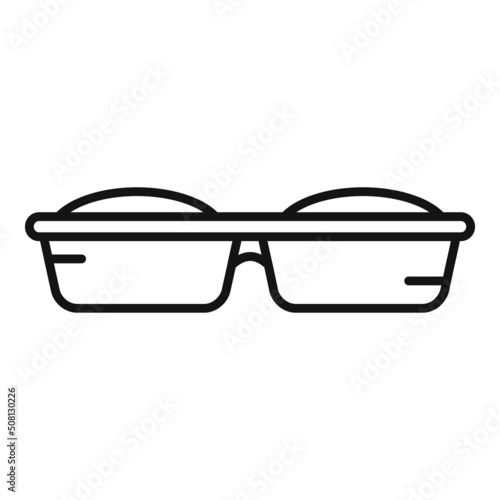 Double pet bowl icon outline vector. Cat food