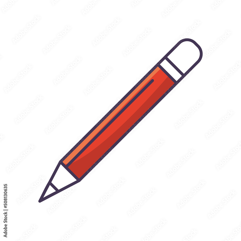 flat red pencil design flat red pencil design