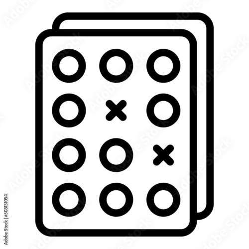 Quiz blister icon outline vector. Ask test. Word education