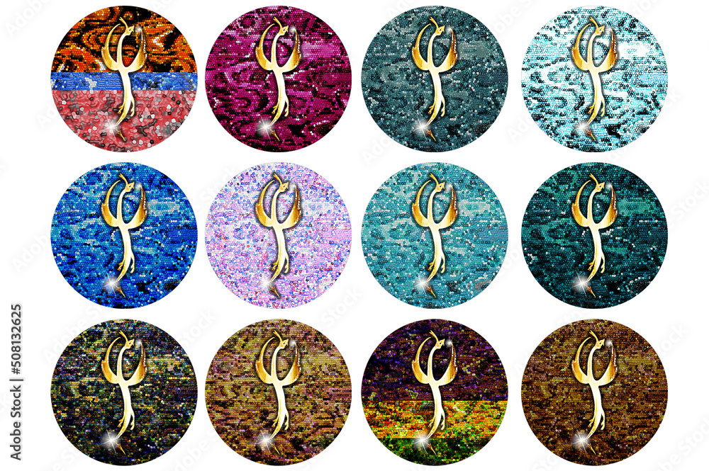 A set of round abstract digital backgrounds for key chains. A set of round abstract digital backgrounds for key chains.