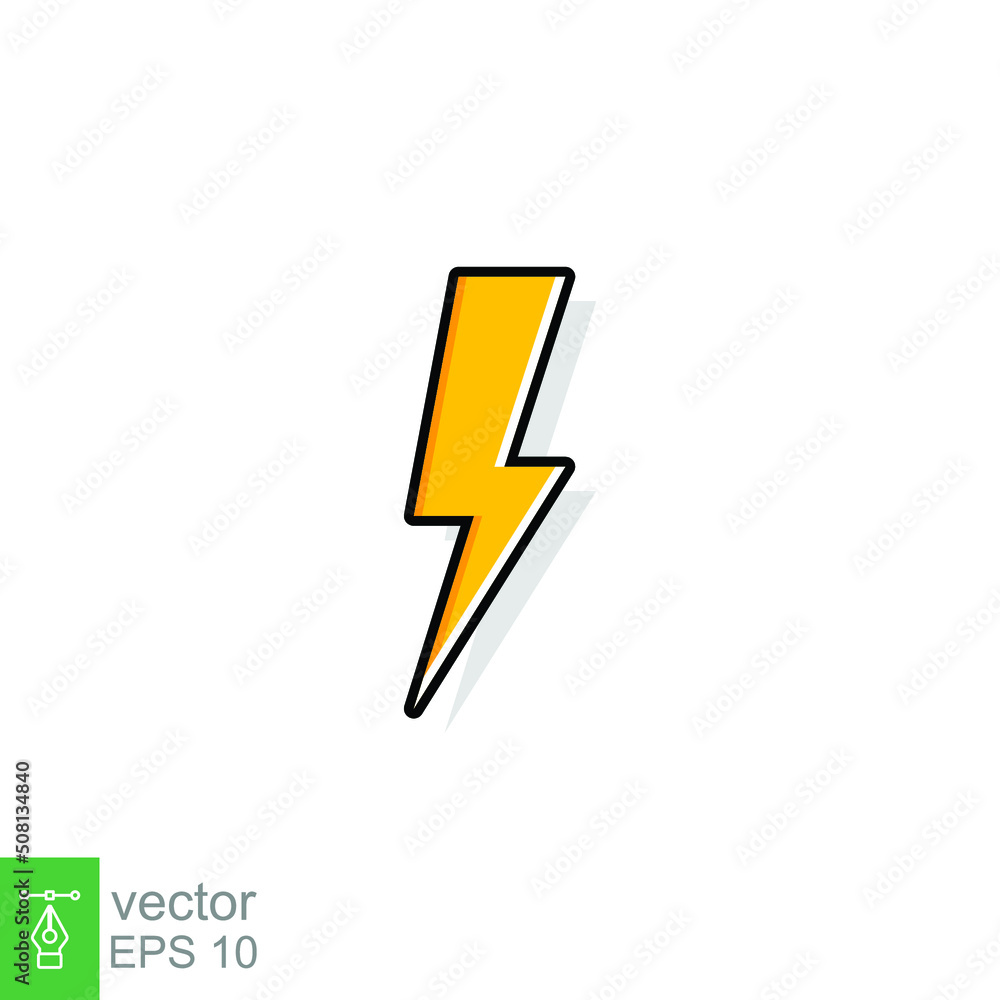 Thunder and bolt lighting flash icon. Flat style on white background. Vector illustration isolated. EPS 10. Thunder and bolt lighting flash icon. Flat style on white background. Vector illustration isolated. EPS 10.