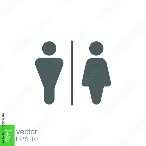 Toilet restroom sign icon. Public navigation symbol. Simple solid style. Vector illustration isolated on white background. EPS 10