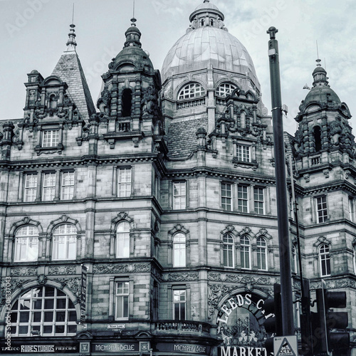 Leeds Kirkgate Market Victorian domed building, ornate architecture in Leeds city centre, West Yorkshire UK
