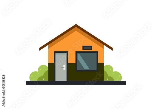 Security guard building with pointed roof. Simple flat illustration