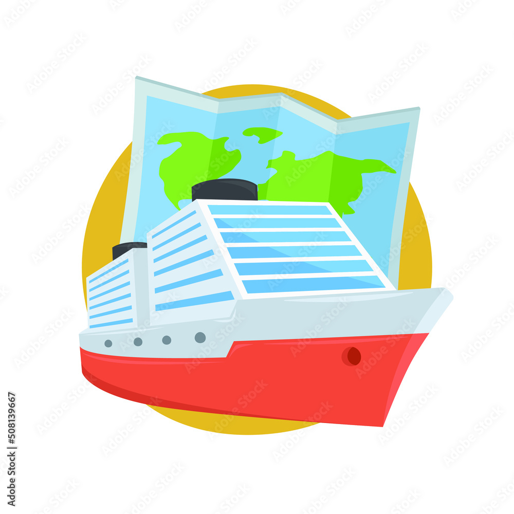 Travel Sign Emoji Icon Illustration. Cruise Vector Symbol Emoticon Design Clip Art Sign Comic Style.