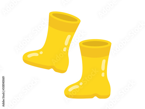 黄色のレインブーツのイラスト