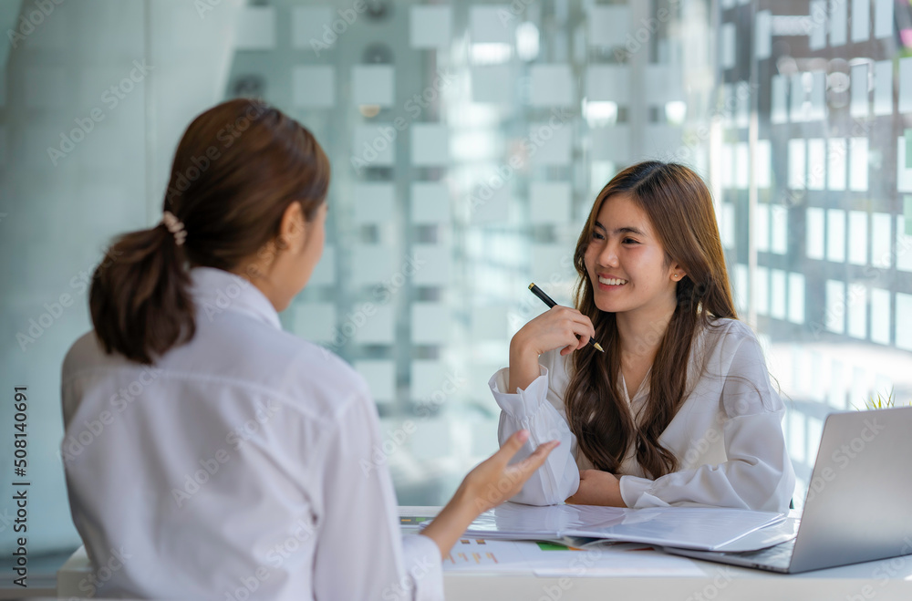 two successful business women working together in the office two successful business women working together in the office
