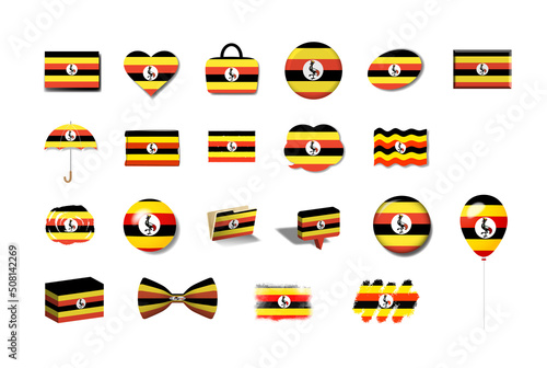ウガンダ 国旗イラスト21種