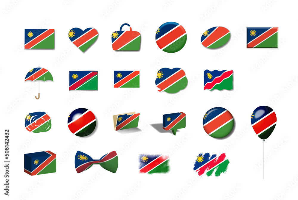 ナミビア　国旗イラスト21種