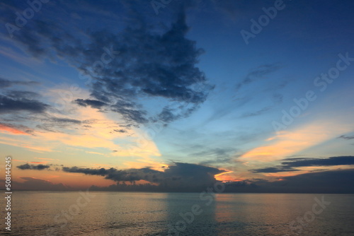morning sunrise from the sea of ​​clouds and brightly colored skies