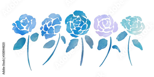 水彩画。水彩画の薔薇イラスト。水彩タッチの薔薇の花束挿絵。Watercolor painting. Watercolor rose illustration. Watercolor touch rose bouquet illustration.