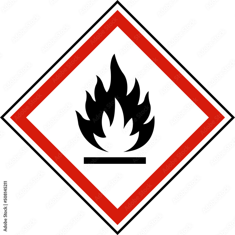 Flammable Symbol Label On White Background Flammable Symbol Label On White Background