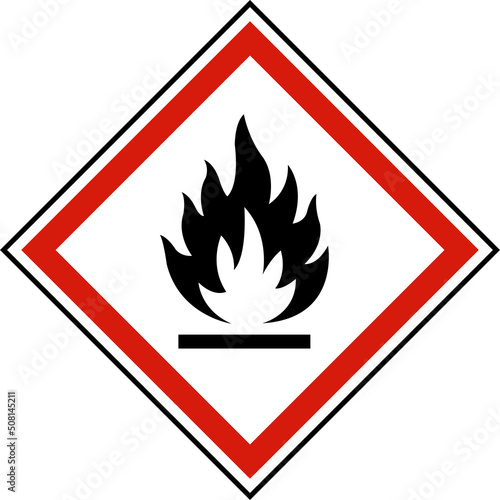 Flammable Symbol Label On White Background photo