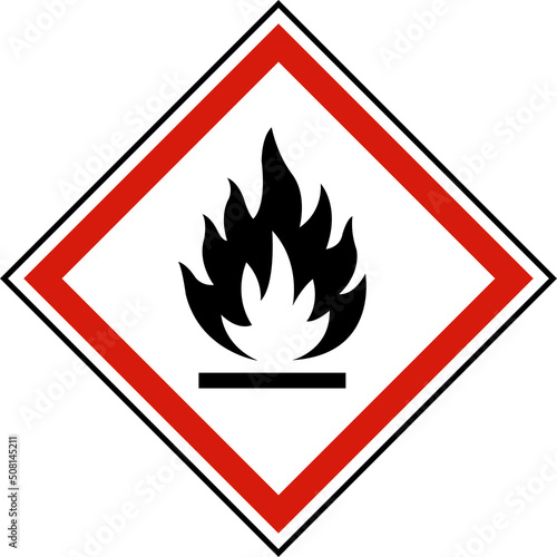 Flammable Symbol Label On White Background