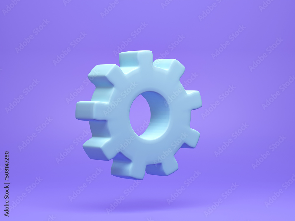 3d rendering, 3d illustration. Gear icon wheels isolated on purple background. Minimal cogwheel gear concept 3d rendering, 3d illustration. Gear icon wheels isolated on purple background. Minimal cogwheel gear concept