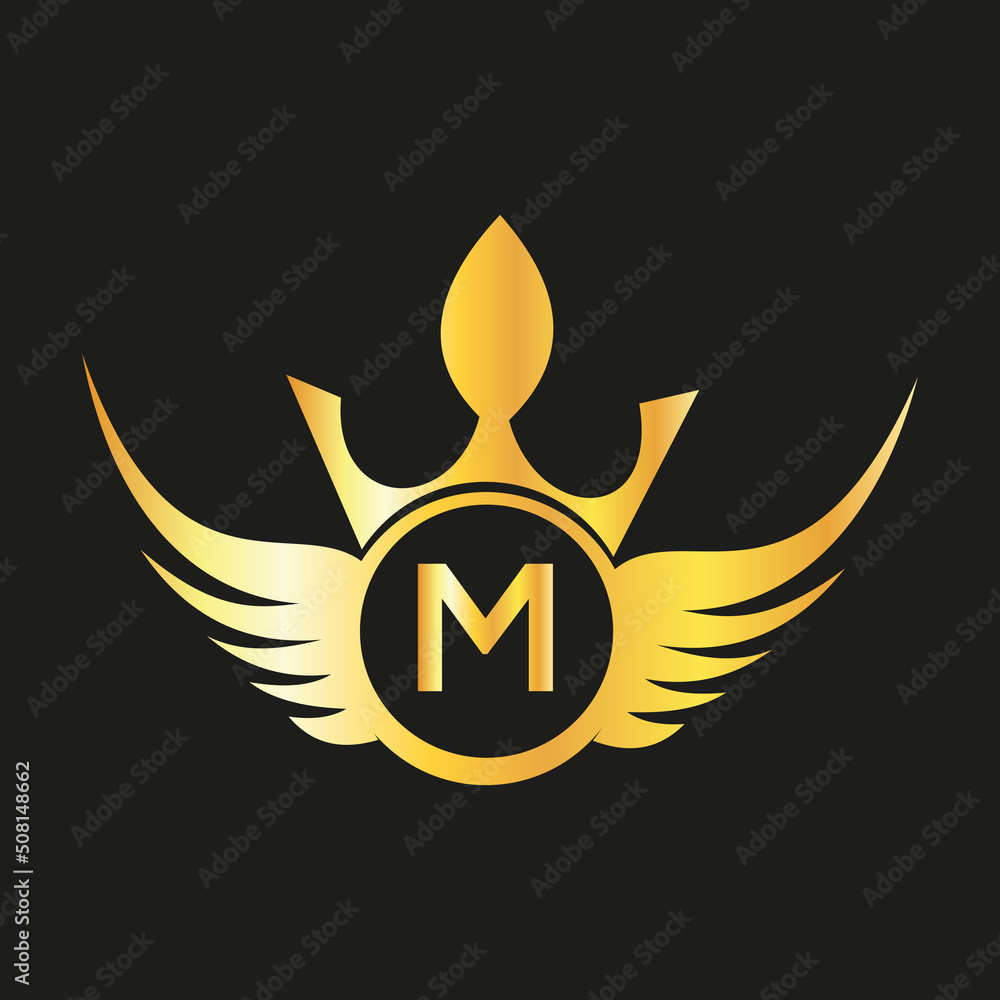 Letter M Queen Logo Design vector templet crown logo Elegant monogram ...