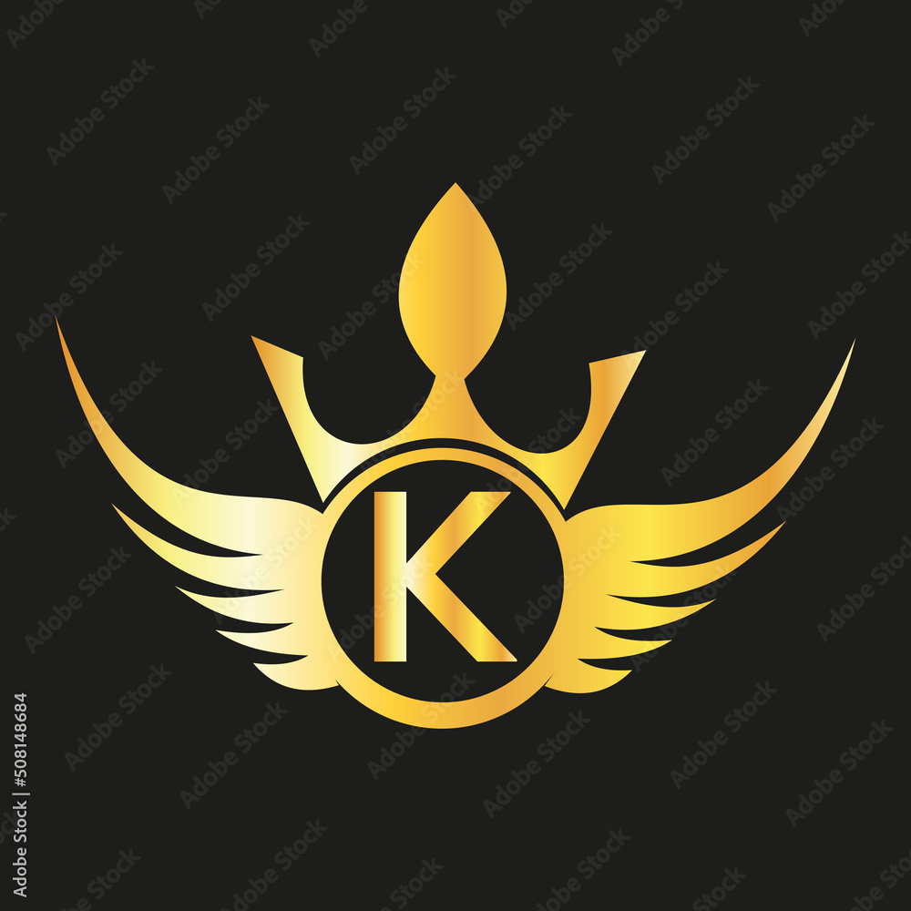 Obraz premium Letter K Queen Logo Design vector templet crown logo Elegant monogram gold logo for Royalty,