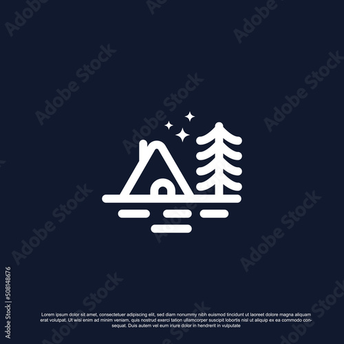 simple camping logo vector linear style