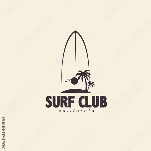 Wallpaper Mural surfboard surf club vacation beach waves coconut tree logo vector icon symbol illustration design Torontodigital.ca