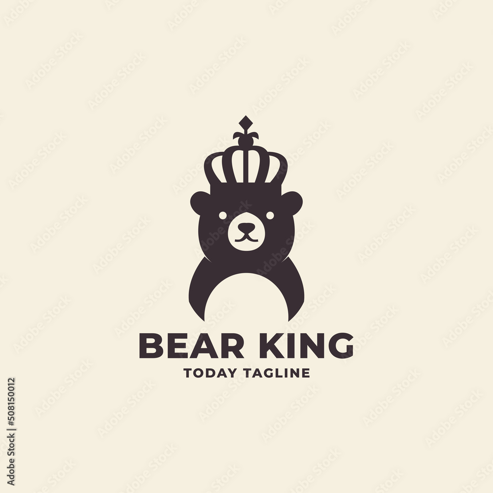 Fototapeta premium bear logo wearing a crown vector icon symbol illustration design