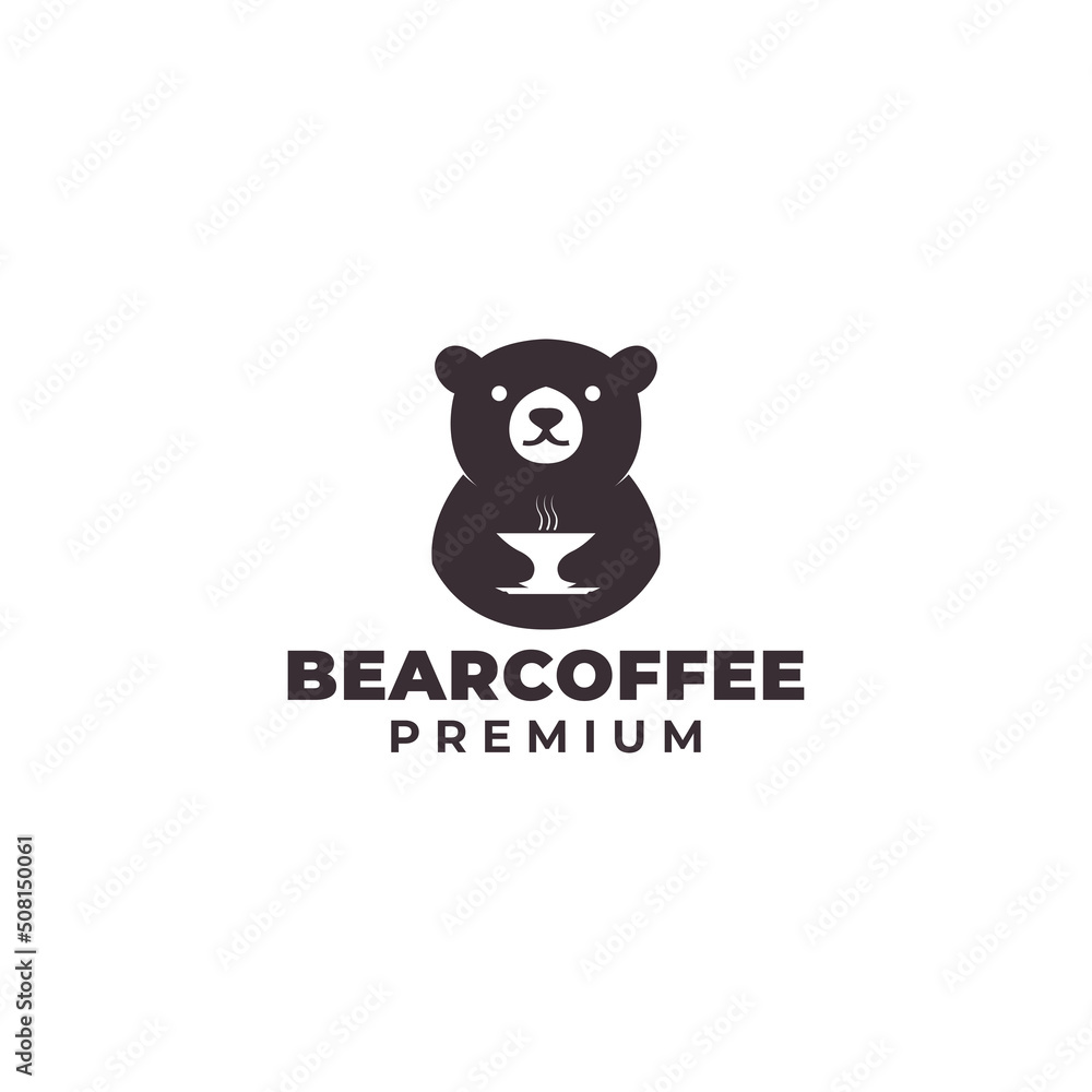 bear logo with coffee cup vector icon symbol design illustration bear logo with coffee cup vector icon symbol design illustration