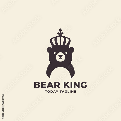 bear logo wearing a crown vector icon symbol illustration design