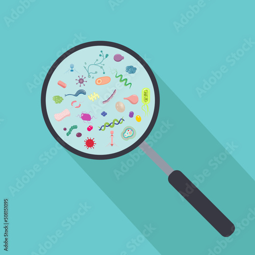Magnifying Glass Showing Microbiome