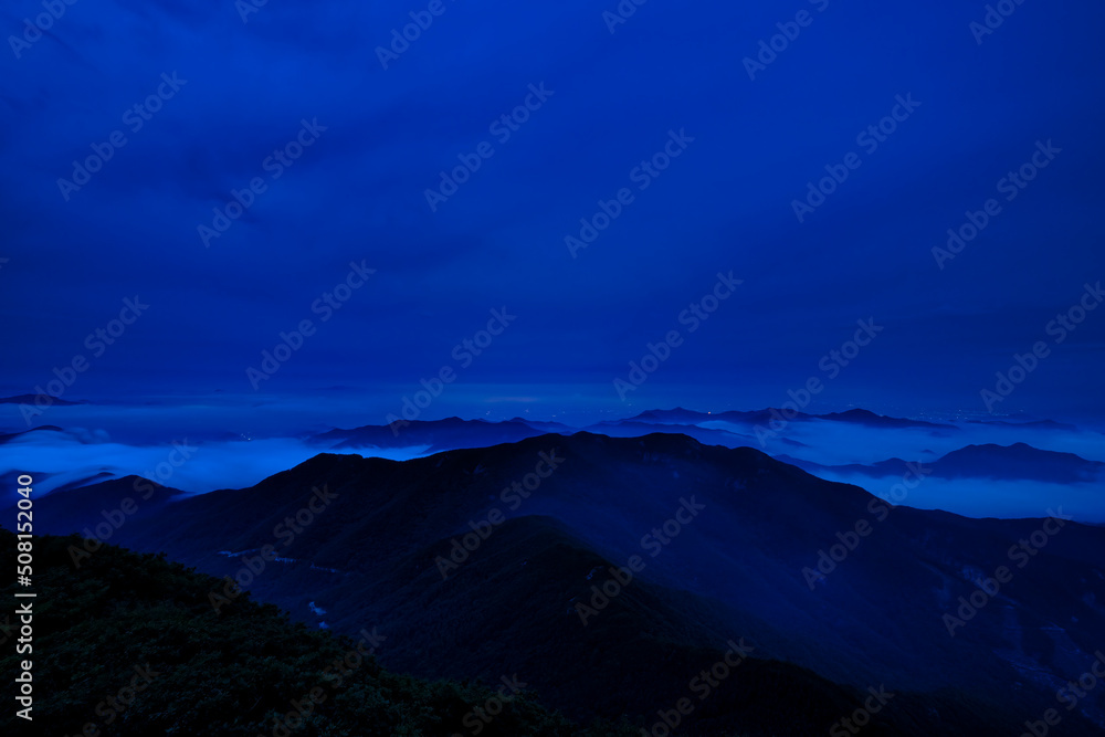 Scenic view of Mt.Unjangsan during sunrise Scenic view of Mt.Unjangsan during sunrise