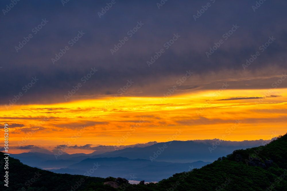 Scenic view of Mt.Unjangsan during sunrise