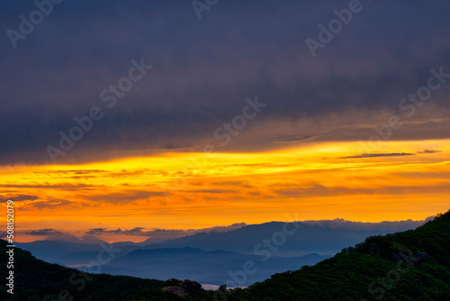 Scenic view of Mt.Unjangsan during sunrise