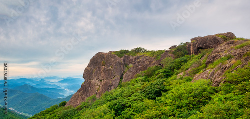 Scenic view of Mt.Unjangsan during sunrise