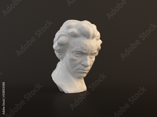 3D rendering of the head of the musician Beethoven
