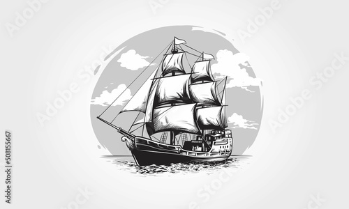 Sailing Ship Vector Illustration. The Illustration a great suitable for Sail application and activities.