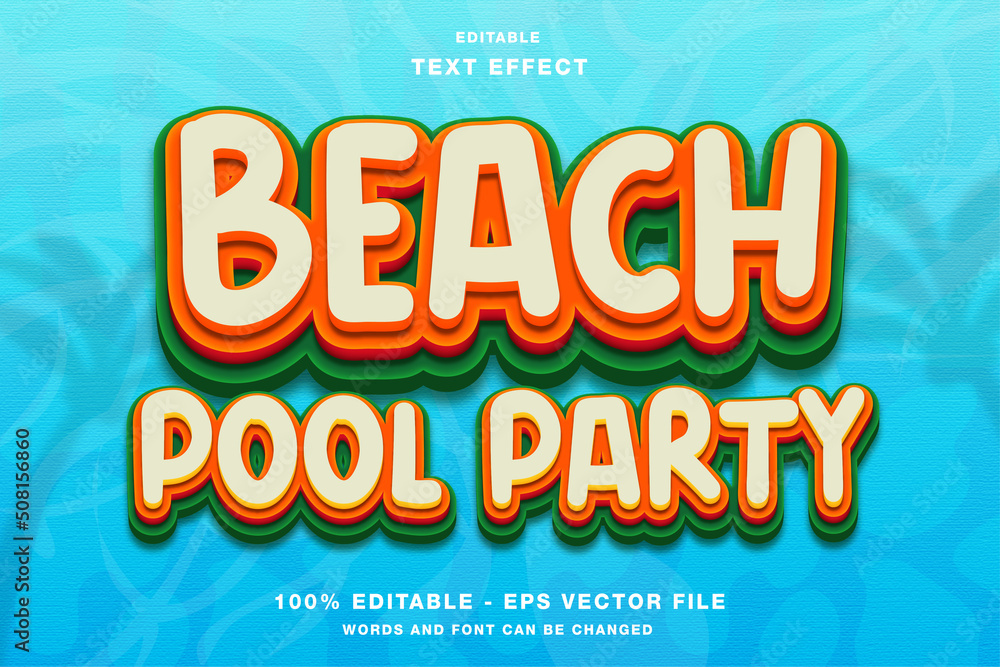 Beach Pool Party 3D Editable Text Effect