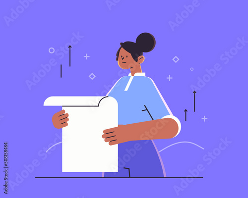 woman reading paper letter new mail message communication concept horizontal