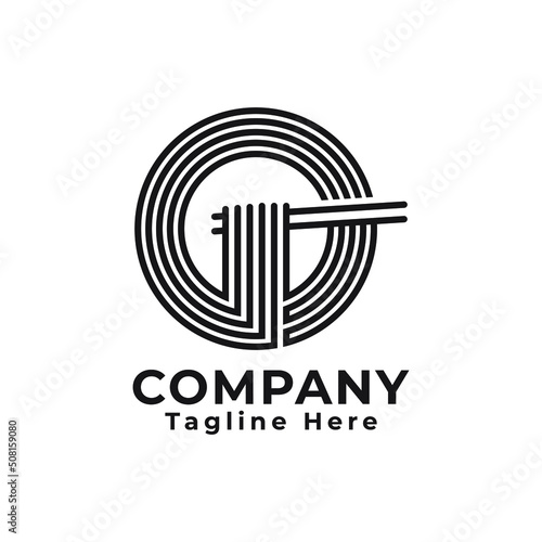 Letter O Noodles Logo. Simple logo design noodle in circle. Suitable for restaurants, cooking course, cafes, noodles, ramen, Japanese food, Chinese food, Korean, culinary.