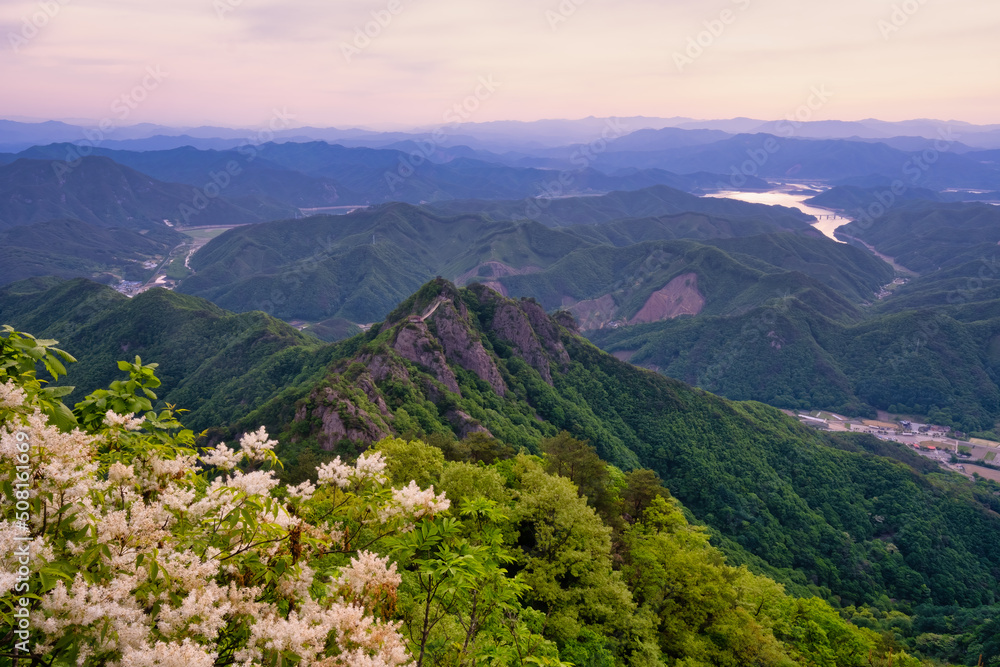 Scenic view of Mt.Gubongsan during sunrise
