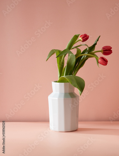 A bouquet of tulips in a vase