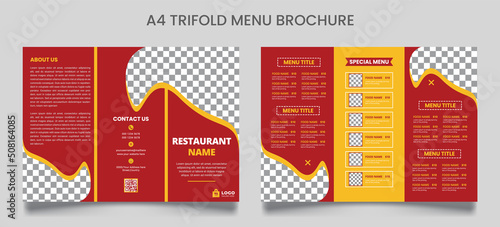 Food trifold menu brochure template, fast food menu brochure in A4 size print ready template, menu design