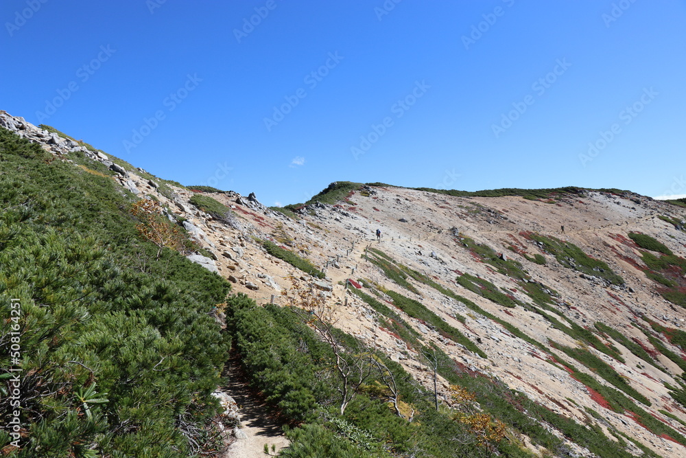 Fototapeta premium 大天井、燕岳、夕日、百名山、長野、表銀座ルート、槍ヶ岳、東鎌尾根、朝日、燕岳