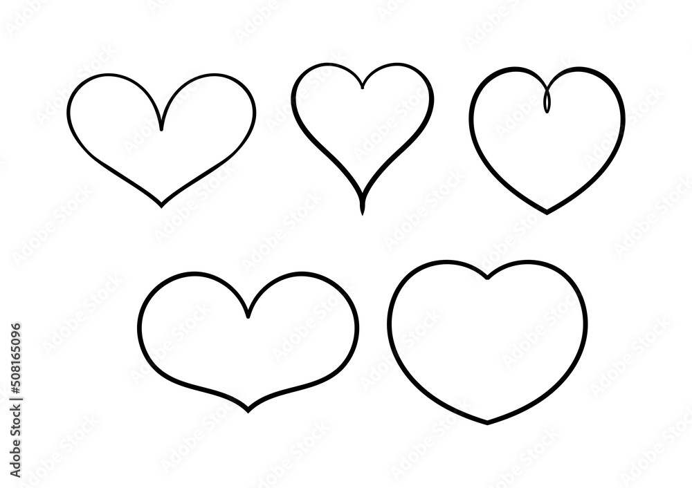 collection of hand drawn hearts in different styles, on a white background collection of hand drawn hearts in different styles, on a white background