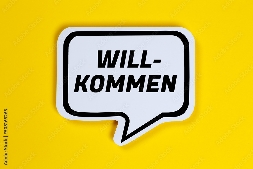 Willkommen in Sprechblase Kommunikation Konzept reden Willkommen in Sprechblase Kommunikation Konzept reden